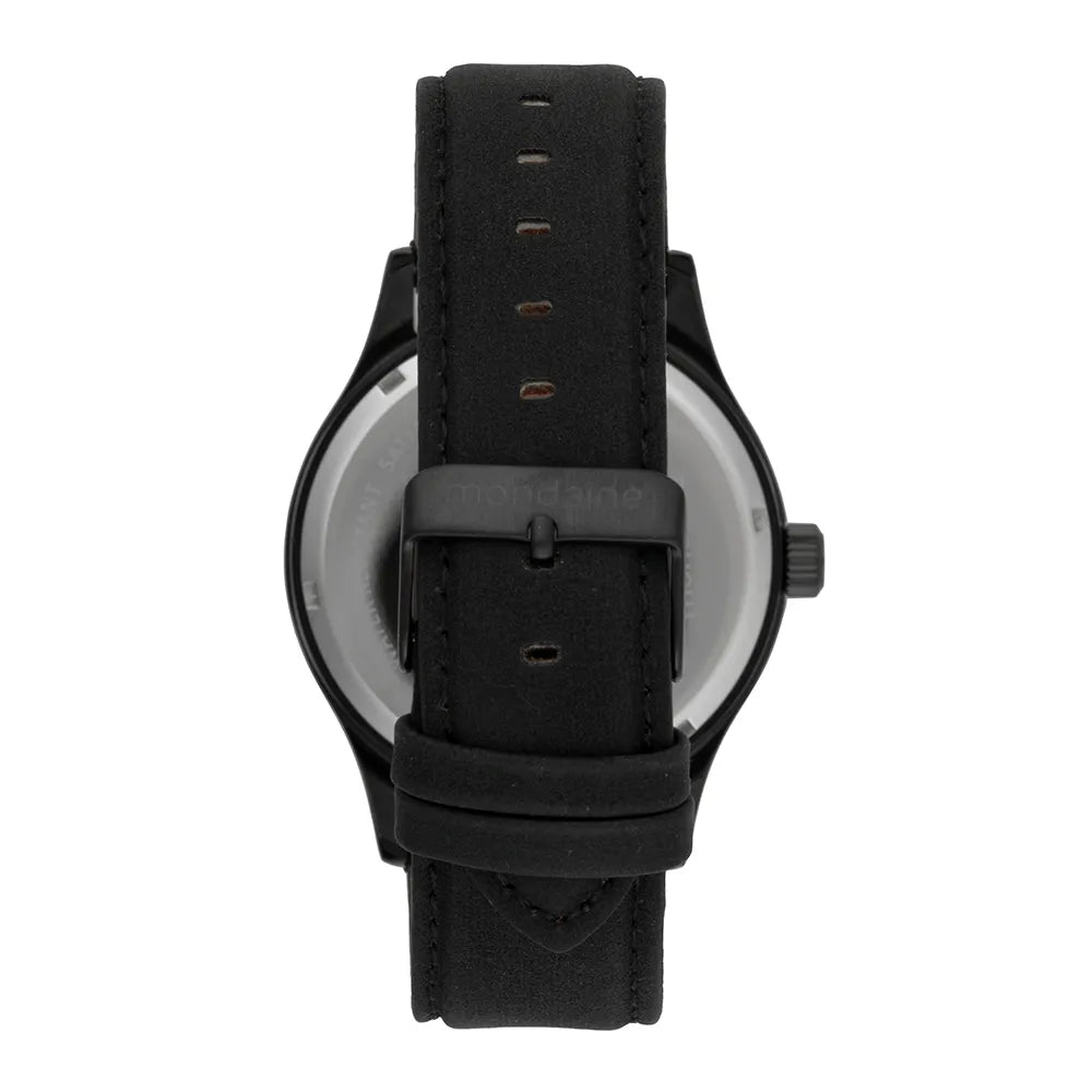 Relógio Mondaine Masculino Todo em Preto Couro Referência: 99827GPMVPH1
