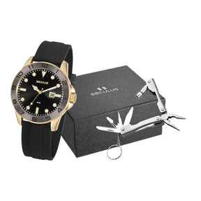 Kit Relógio Masculino Preto com Chaveiro Multiuso Referência: 20882GPSVDU1K1
