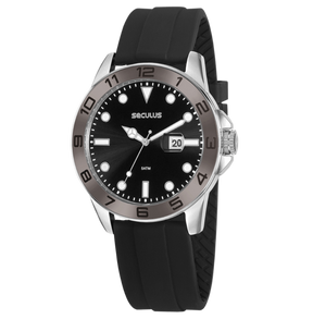 Relógio Seculus Masculino Esportivo Silicone Preto - Referência: 20882G0SVNU2