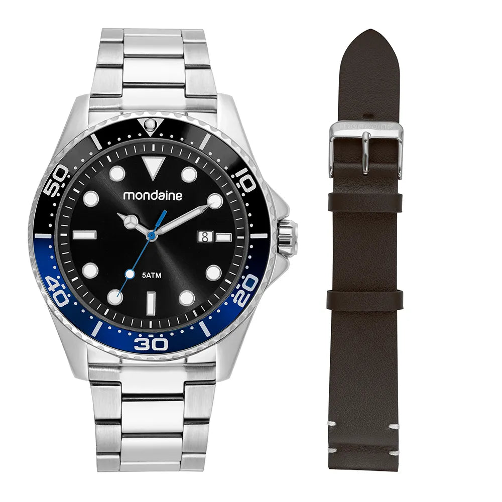 Relógio Mondaine Masculino Troca Pulseira – Prata Referência: 32792G0MVNE1
