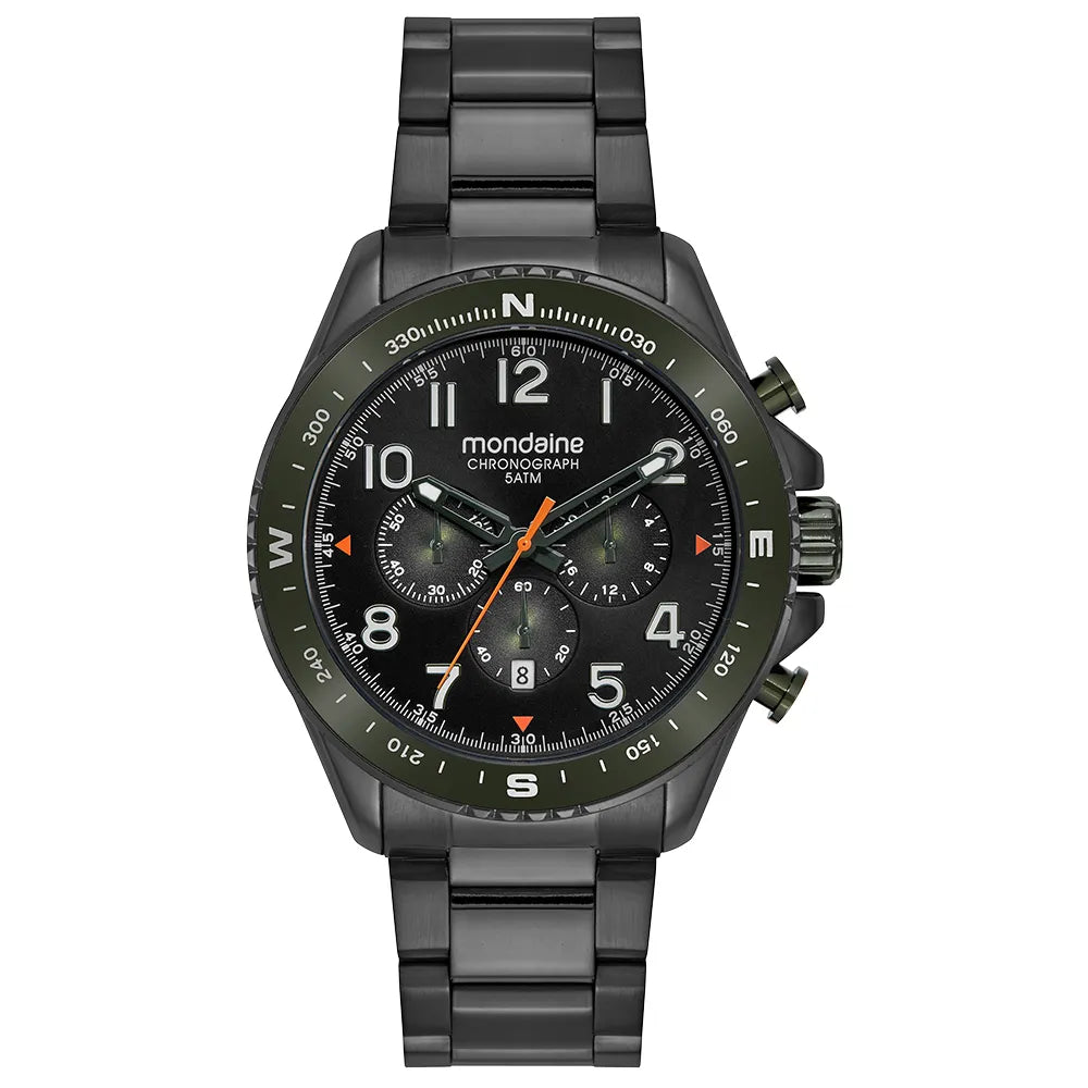 Relógio Mondaine Masculino Cronógrafo Aço Preto – Ref. 32895GPMVPE3