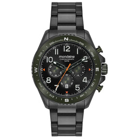 Relógio Mondaine Masculino Cronógrafo Aço Preto – Ref. 32895GPMVPE3