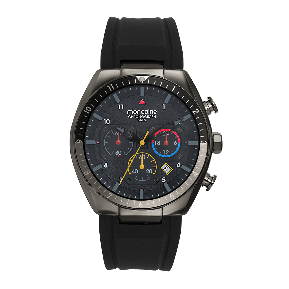 Relógio Mondaine Masculino Cronógrafo Chumbo Pulseira Silicone Referência: 32857GPMVPI2
