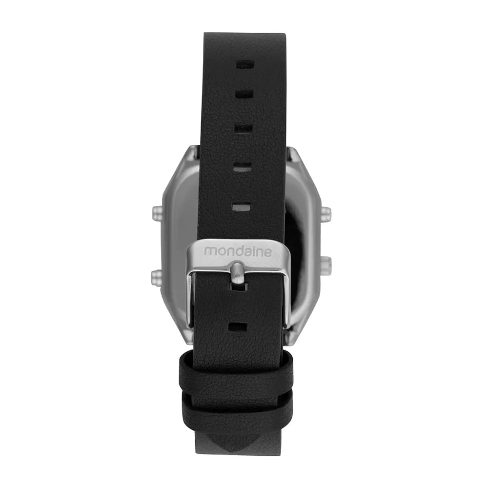 Relógio Mondaine Masculino Quadrado Prata Anadigi – Couro - Ref: 32900G0MVNO3