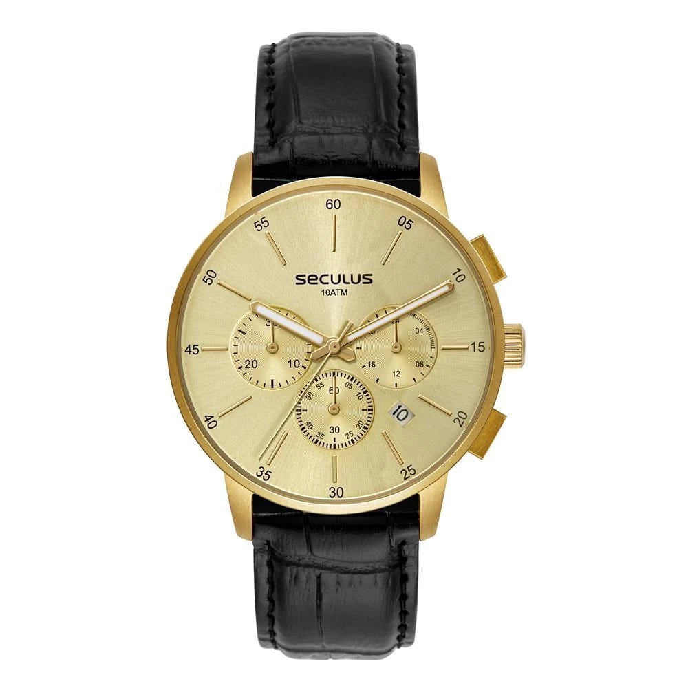 Relógio Seculus Masculino Cronógrafo Dourado - Referência: 44258GPSVDC2