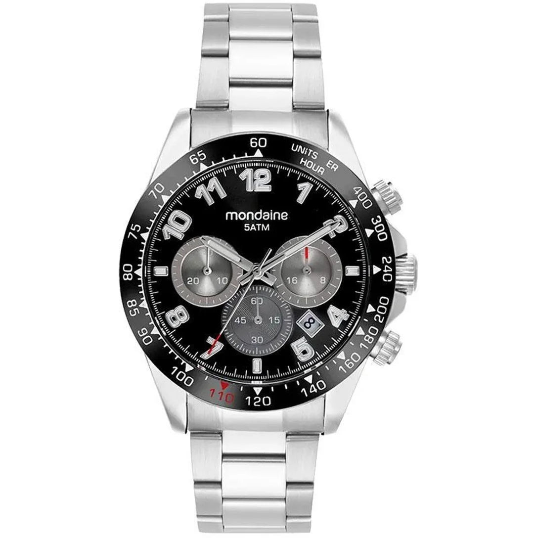 Relógio Mondaine Masculino Cronógrafo Aço Preto Referência: 32815G0MVNE1
