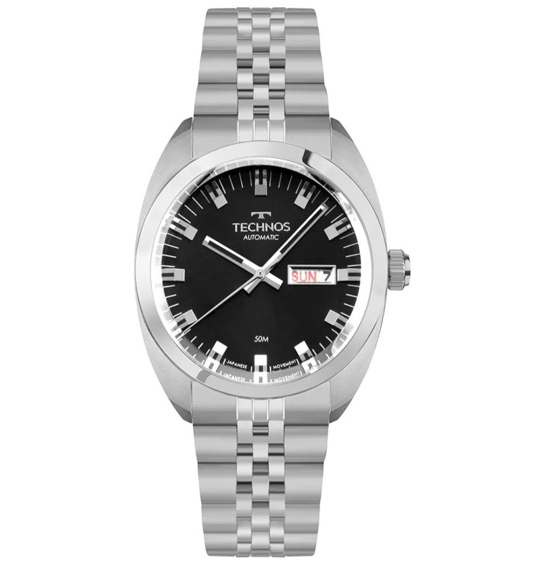 Relógio Technos Masculino Day-Date Automatico Prata - 8205OO/1P