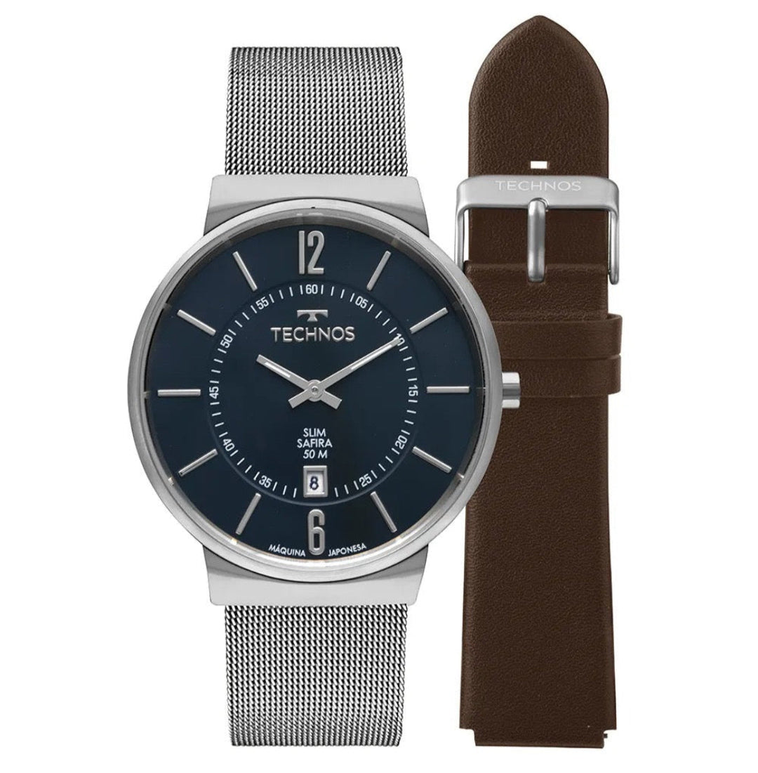 Relógio Technos Masculino Slim - Duas pulseiras - GM17AD/T1A