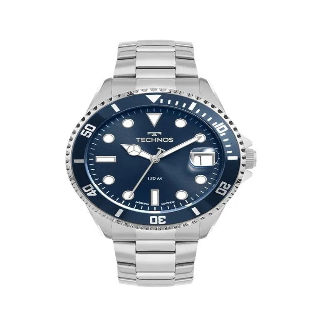 Relógio Technos Masculino Acqua Prata - Fundo Azul - 2415EG/1A