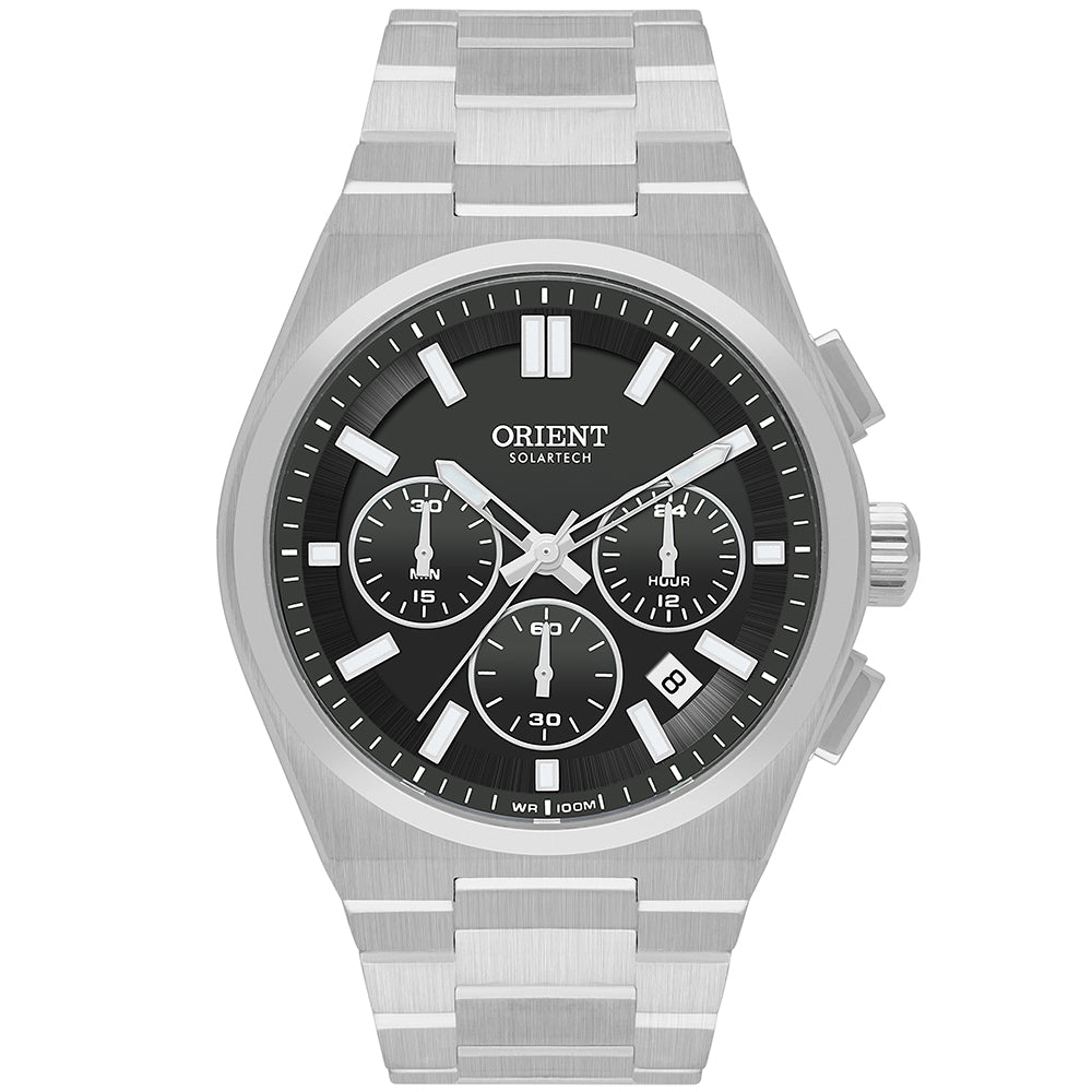 Relógio Orient Solartech Cronógrafo Preto e Prateado – MBSSC274P1SX