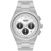 Relógio Orient Solartech Cronógrafo Prateado com Mostrador Branco – MBSSC274S1SX