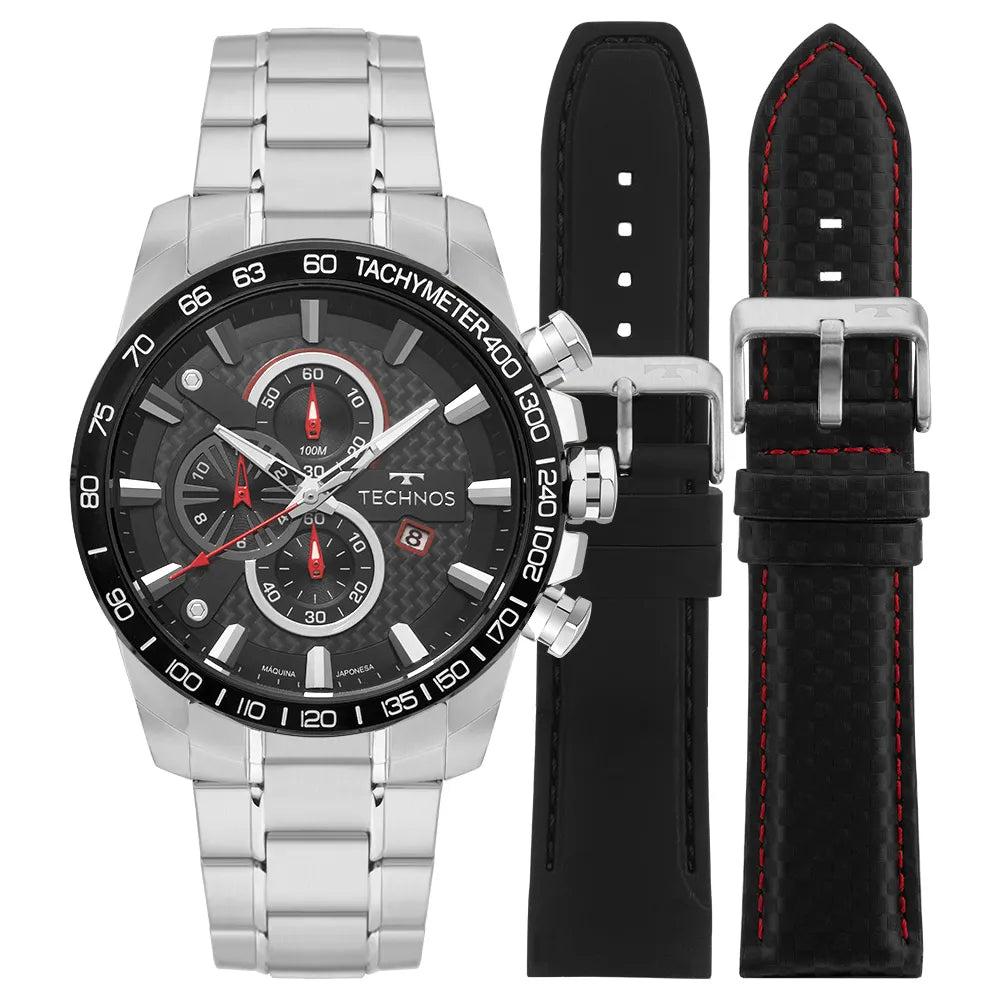 Relógio Technos Masculino Carbon Prata - Referência: OS1ABS/T1P