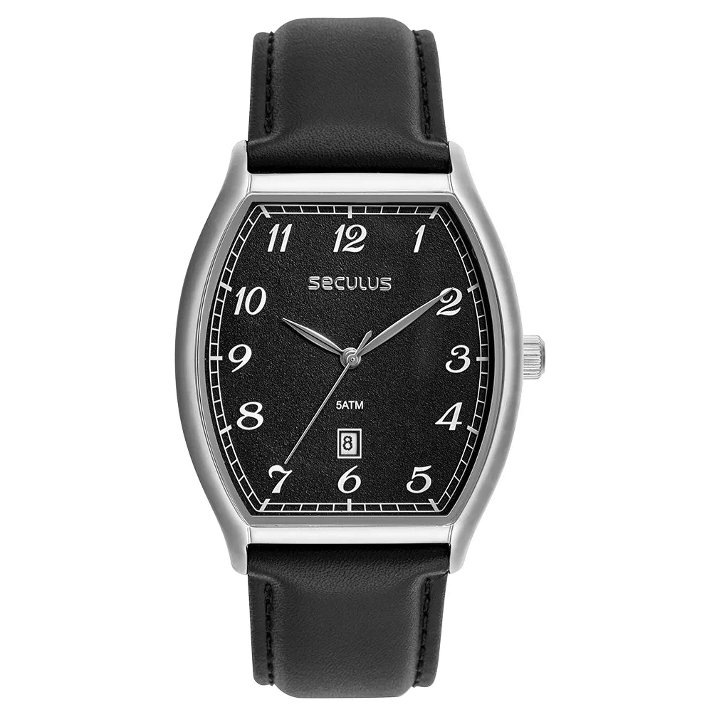 Relógio Masculino Analógico Prata Mostrador Preto Referência: 23746G0SVNC1
