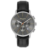 Relógio Seculus Masculino Cronógrafo Vidro Abaulado Couro Prata - Referência: 44258G0SVNC1